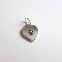 Hand Stamped Sterling Silver Heart Shaped Paw Print Charm ~ Handmade by The Tiny Tree Frog Jewellery