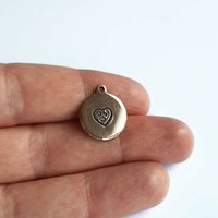 Hand Stamped Copper Paw Print in a Heart Charm ~ Handmade by The Tiny Tree Frog Jewellery
