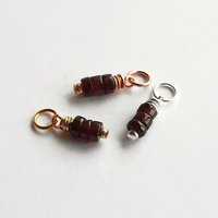 Tiny Genuine Garnet Gemstone Stack Charm ~ January Birthstone ~ Handmade by The Tiny Tree Frog Jewellery