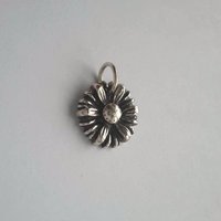 Oxidised Fine Silver Daisy Flower Charm ~ April Birth Flower ~ Handmade by The Tiny Tree Frog Jewellery