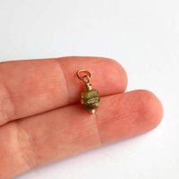 Green Garnet Triple Stack Gemstone Charm ~ January Birthstone ~ Handmade by The Tiny Tree Frog Jewellery