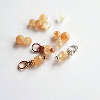Tiny Mottled Citrine Gemstone Charm ~ November Birthstone ~ Handmade by The Tiny Tree Frog Jewellery