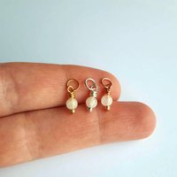 Tiny Rainbow Moonstone Gemstone Charm ~ June Birthstone ~ Handmade by The Tiny Tree Frog Jewellery