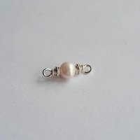 Tiny Cream Freshwater Pearl Gemstone Connector ~ June Birthstone ~ Handmade by The Tiny Tree Frog Jewellery