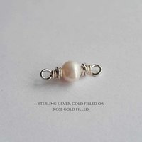 Tiny Cream Freshwater Pearl Gemstone Connector ~ June Birthstone ~ Handmade by The Tiny Tree Frog Jewellery