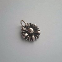 Oxidised Fine Silver Daisy Flower Charm ~ April Birth Flower ~ Handmade by The Tiny Tree Frog Jewellery