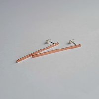 Hammered and Textured Copper and Sterling Silver Stick Earrings ~ Handmade by The Tiny Tree Frog Jewellery