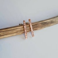 Shiny copper and sterling silver earrings, handmade by The Tiny Tree Frog Jewellery