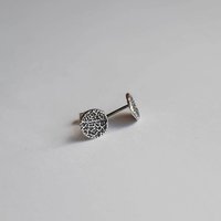 Silver Leaf Patterned Stud Earrings for Boho Nature Lover ~ Handmade by The Tiny Tree Frog Jewellery