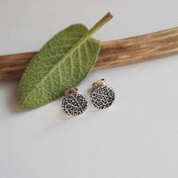 Oxidised Silver Sage Leaf Stud Earrings ~ Handmade by The Tiny Tree Frog Jewellery