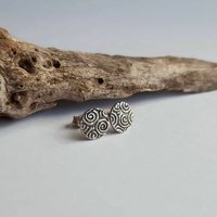 Oxidised Fine Silver and Sterling Silver Spiral Pattern Stud Earrings ~ Handmade by The Tiny Tree Frog Jewellery
