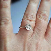 Dainty sterling silver and fine silver flower ring, hand crafted by The Tiny Tree Frog Jewellery