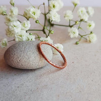 Pure copper thin band finger or thumb ring, handcrafted by The Tiny Tree Frog Jewellery