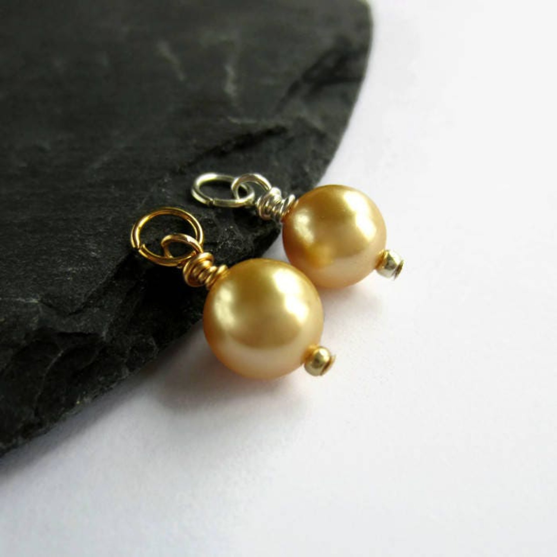 Gold Crystal Pearl Charm ~ Handmade by The Tiny Tree Frog Jewellery