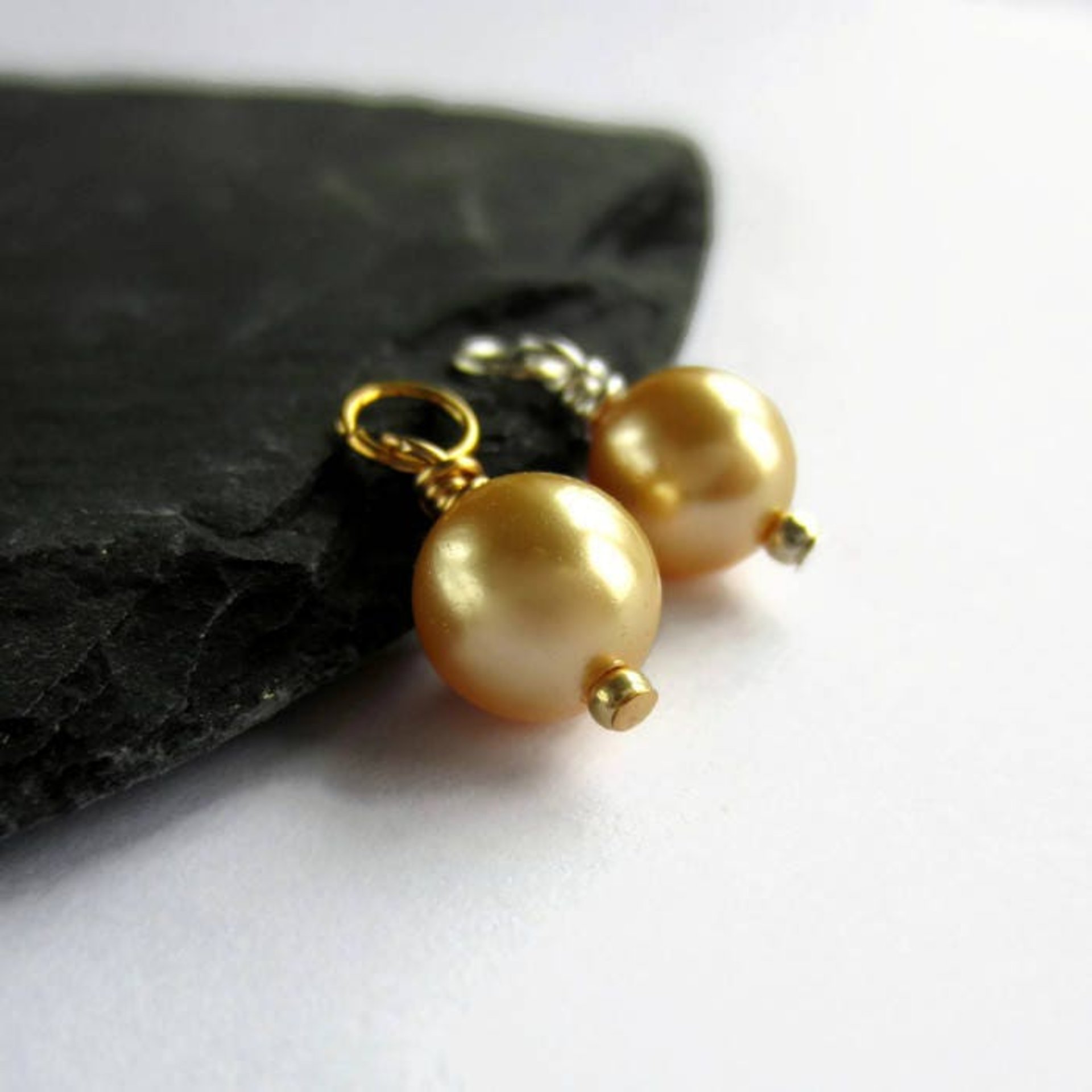 Gold Crystal Pearl Charm ~ Handmade by The Tiny Tree Frog Jewellery