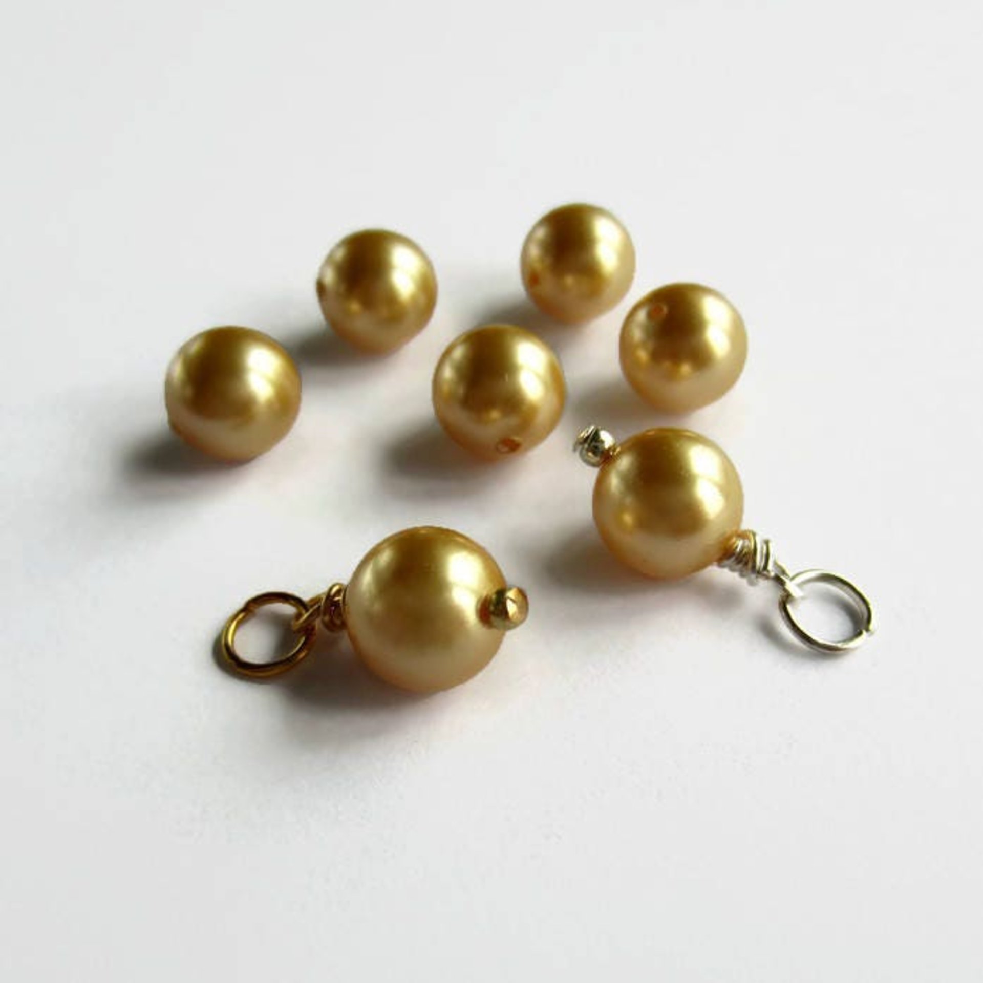 Gold Crystal Pearl Charm ~ Handmade by The Tiny Tree Frog Jewellery