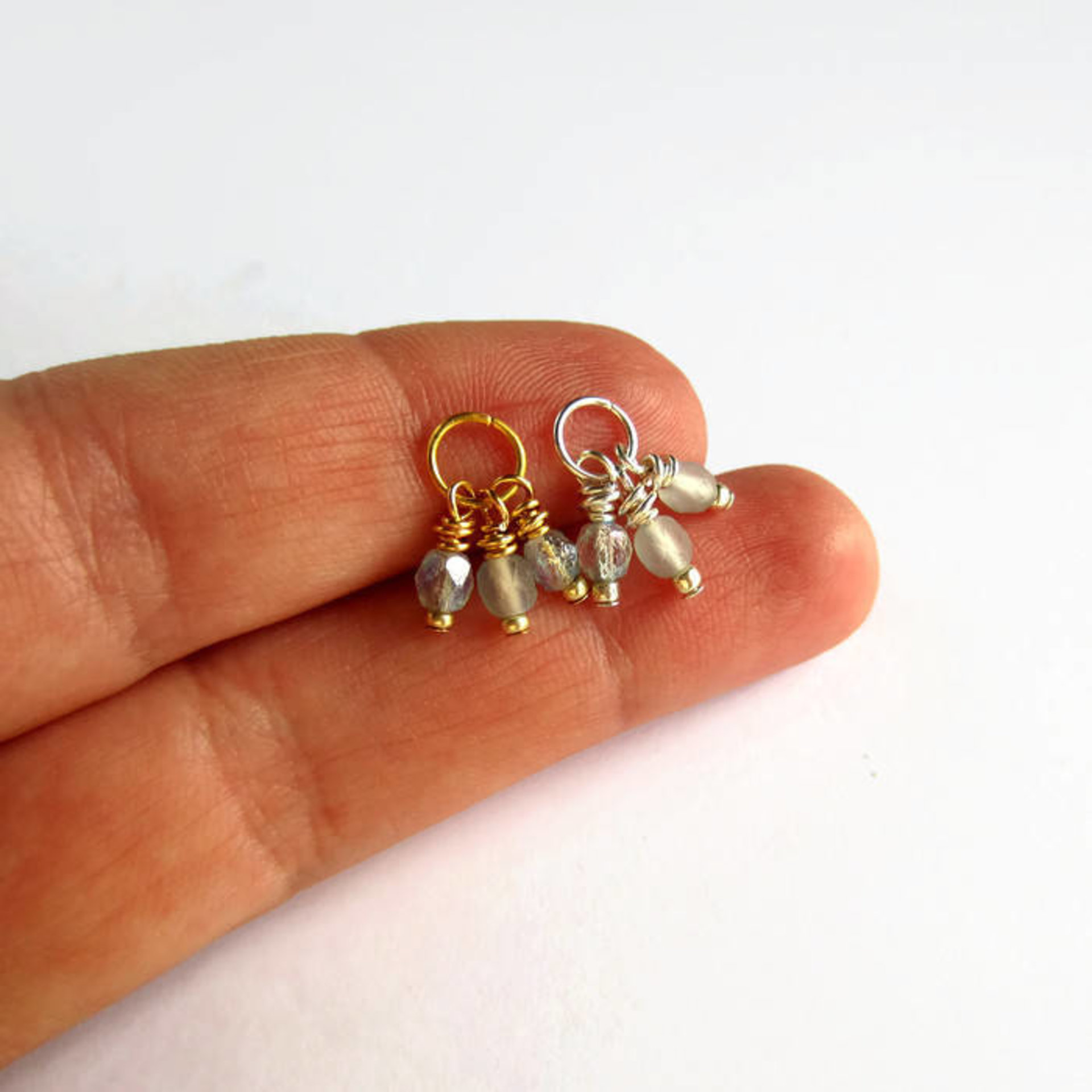 Frosted Crystal Czech Glass Triple Cluster Charm ~ Handmade by The Tiny Tree Frog Jewellery