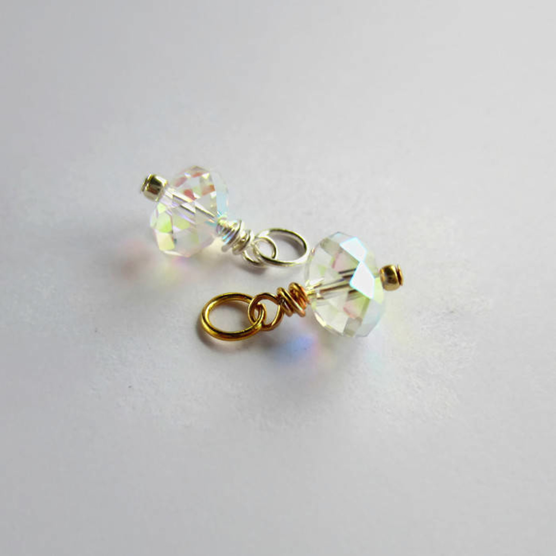 Clear Crystal AB Rondelle Charm ~ Handmade by The Tiny Tree Frog Jewellery