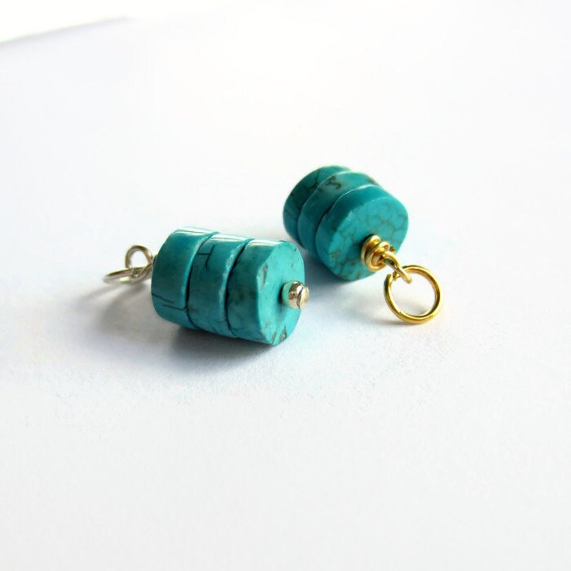 Turquoise Gemstone Triple Stack Charm ~ December Birthstone ~ Handmade by The Tiny Tree Frog Jewellery