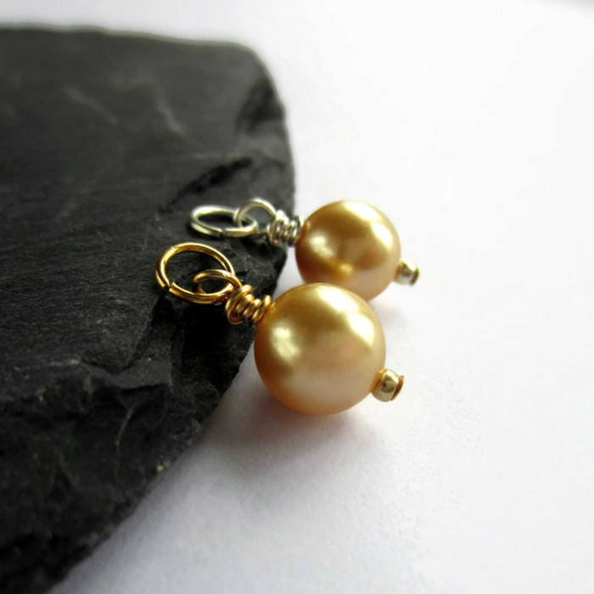 Gold Crystal Pearl Charm ~ Handmade by The Tiny Tree Frog Jewellery
