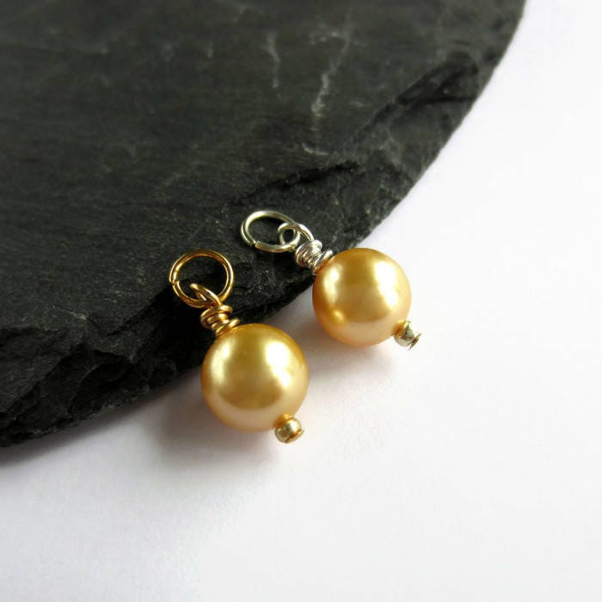 Gold Crystal Pearl Charm ~ Handmade by The Tiny Tree Frog Jewellery