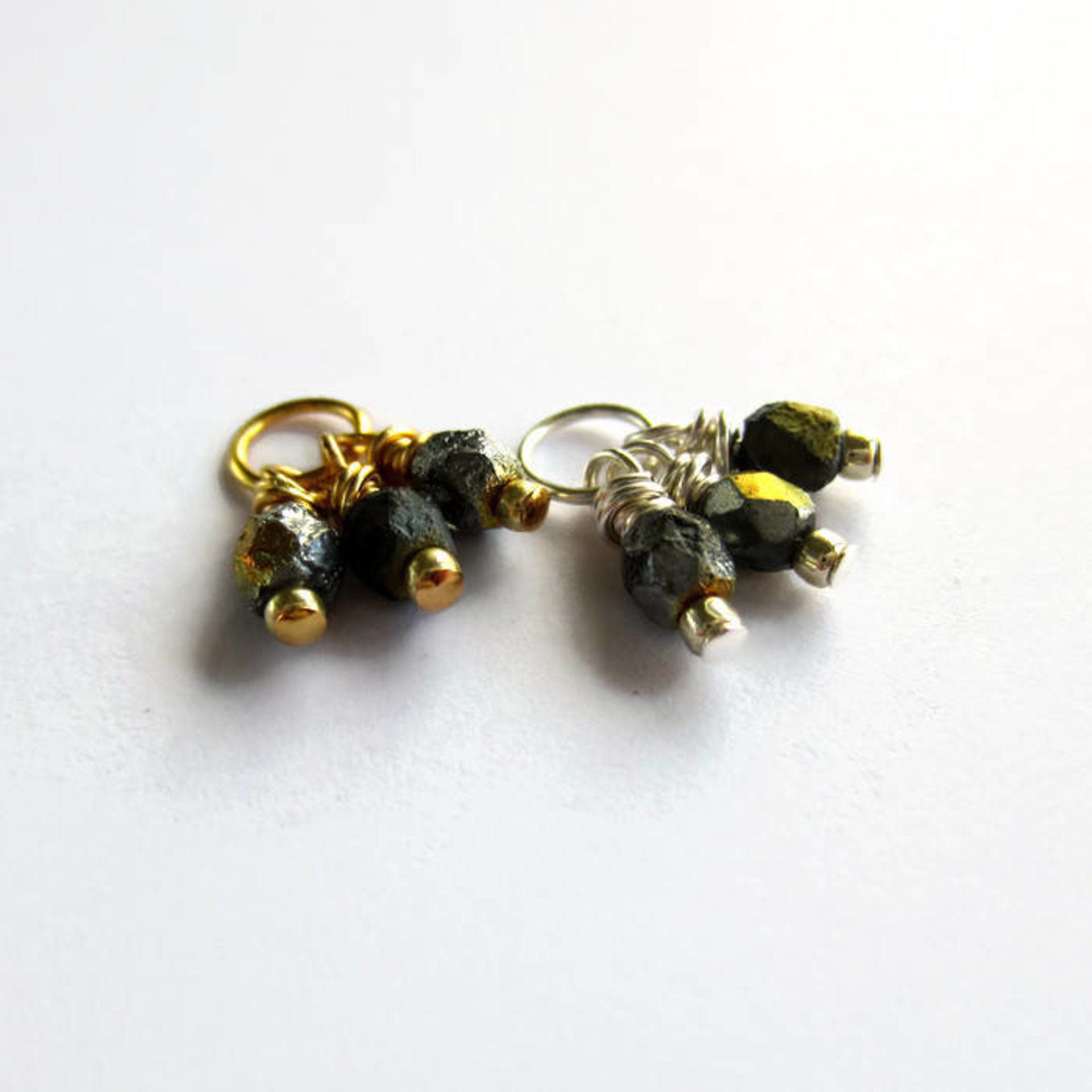 Black and Gold Czech Glass Triple Cluster Charm ~ Handmade by The Tiny Tree Frog Jewellery
