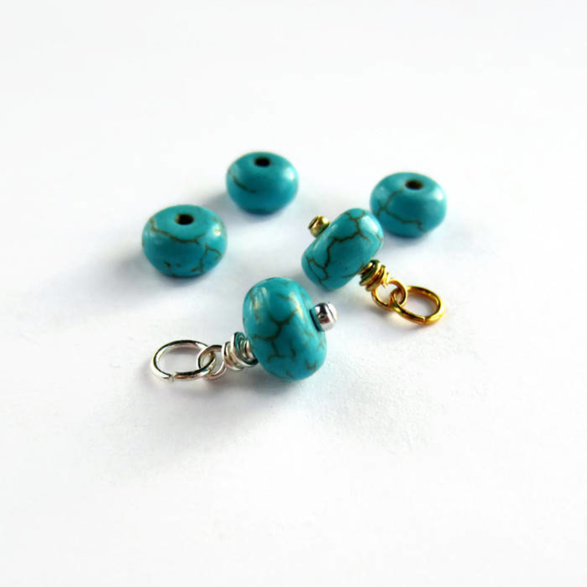 Turquoise Gemstone Rondelle Charm ~ December Birthstone ~ Handmade by The Tiny Tree Frog Jewellery