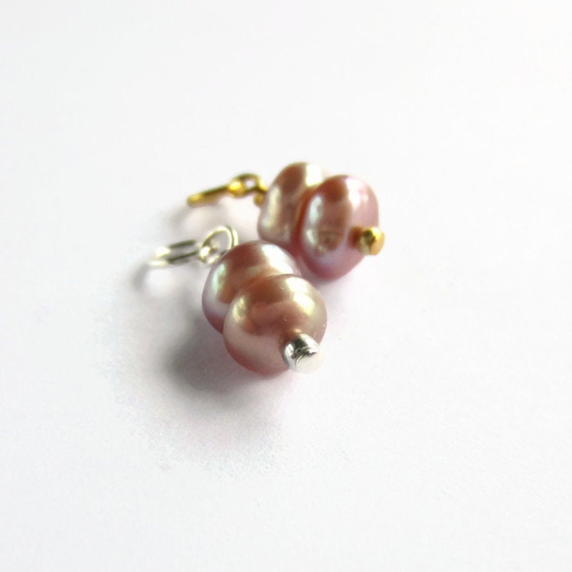 Double Pale Pink Freshwater Pearl Charm ~ June Birthstone ~ Handmade by The Tiny Tree Frog Jewellery