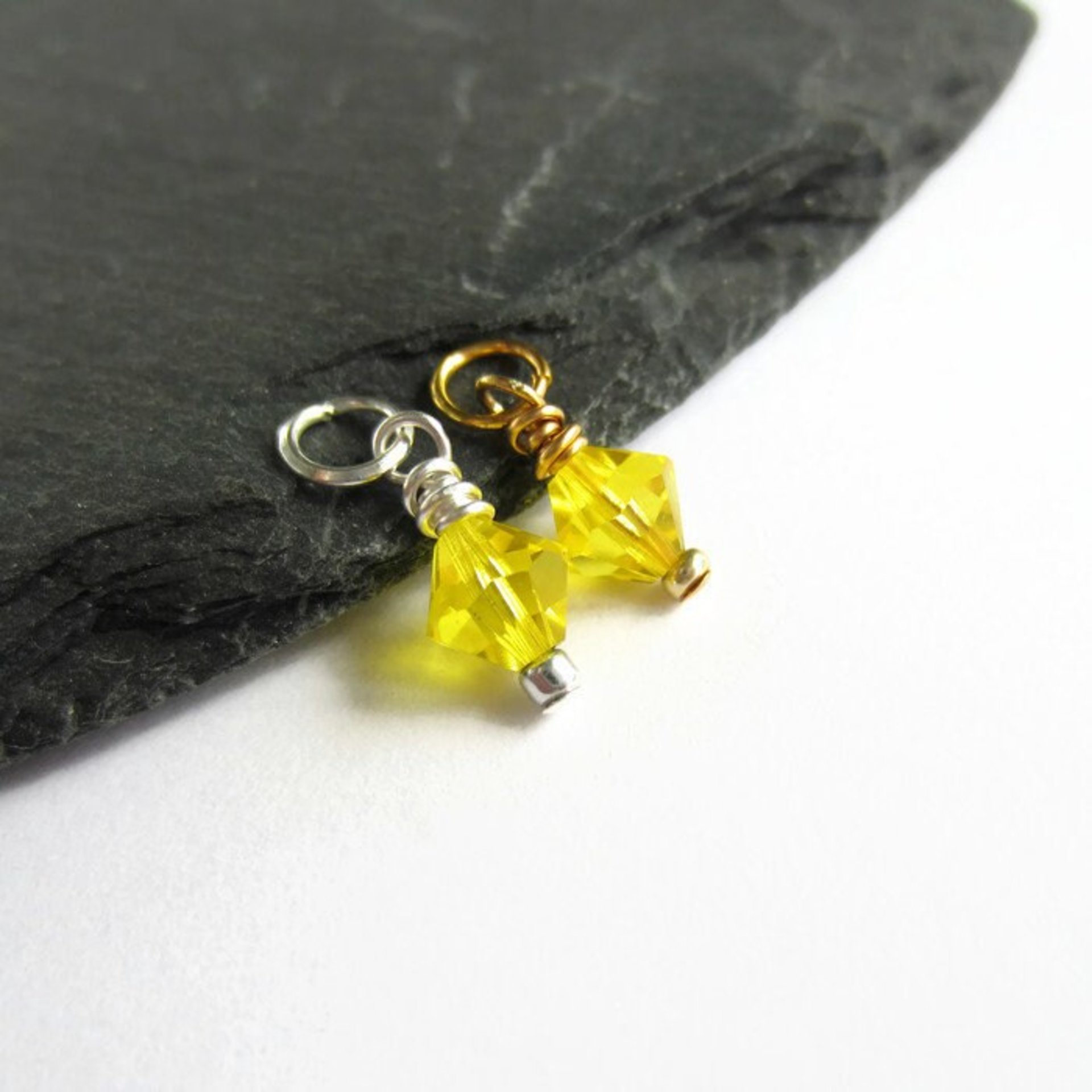 Citrine Yellow Crystal Charm ~ Handmade by The Tiny Tree Frog Jewellery