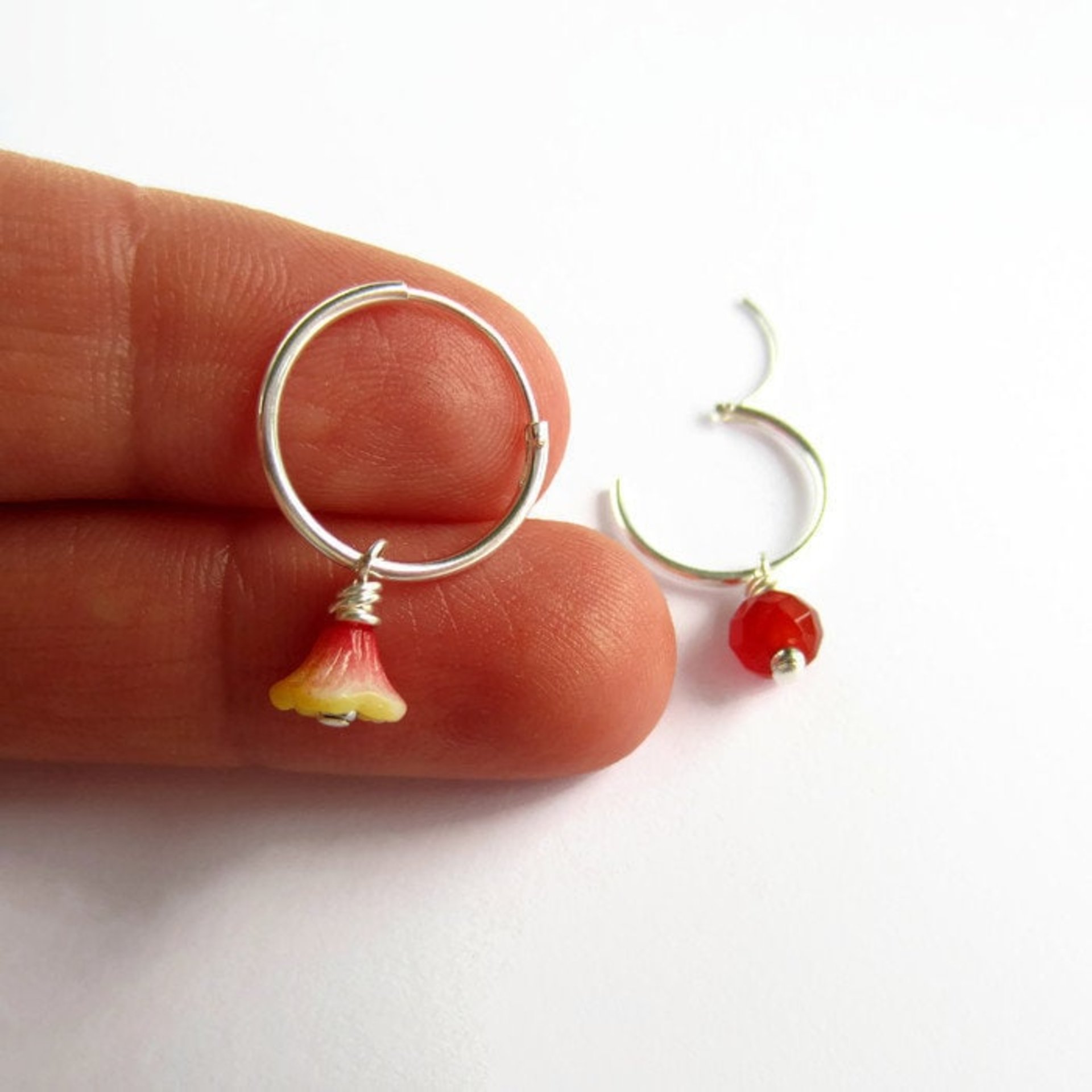 Single or Pair of 16mm 925 Sterling Silver Hoop Earrings ~ The Tiny Tree Frog Jewellery