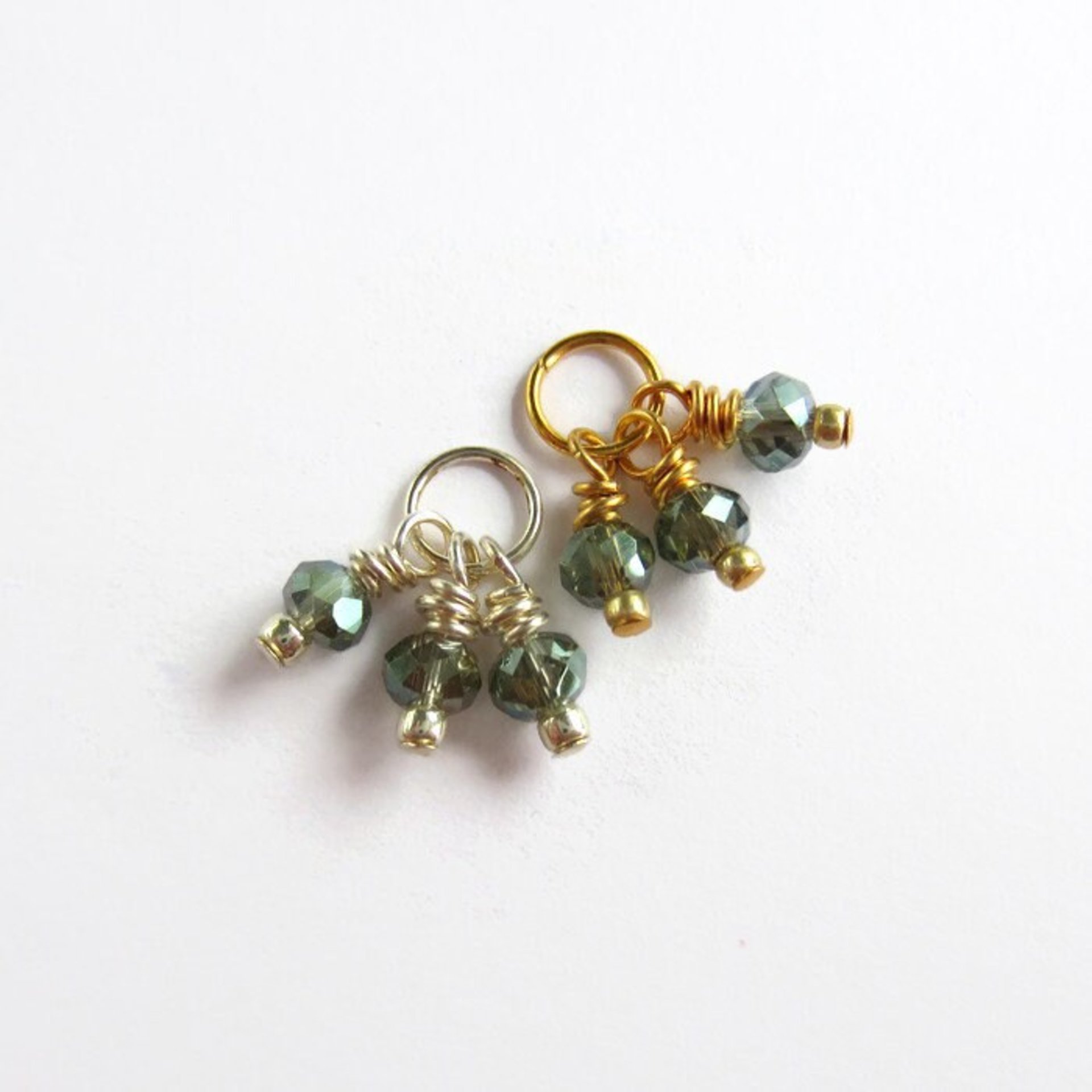Green Czech Glass Triple Cluster Charm ~ Handmade by The Tiny Tree Frog Jewellery