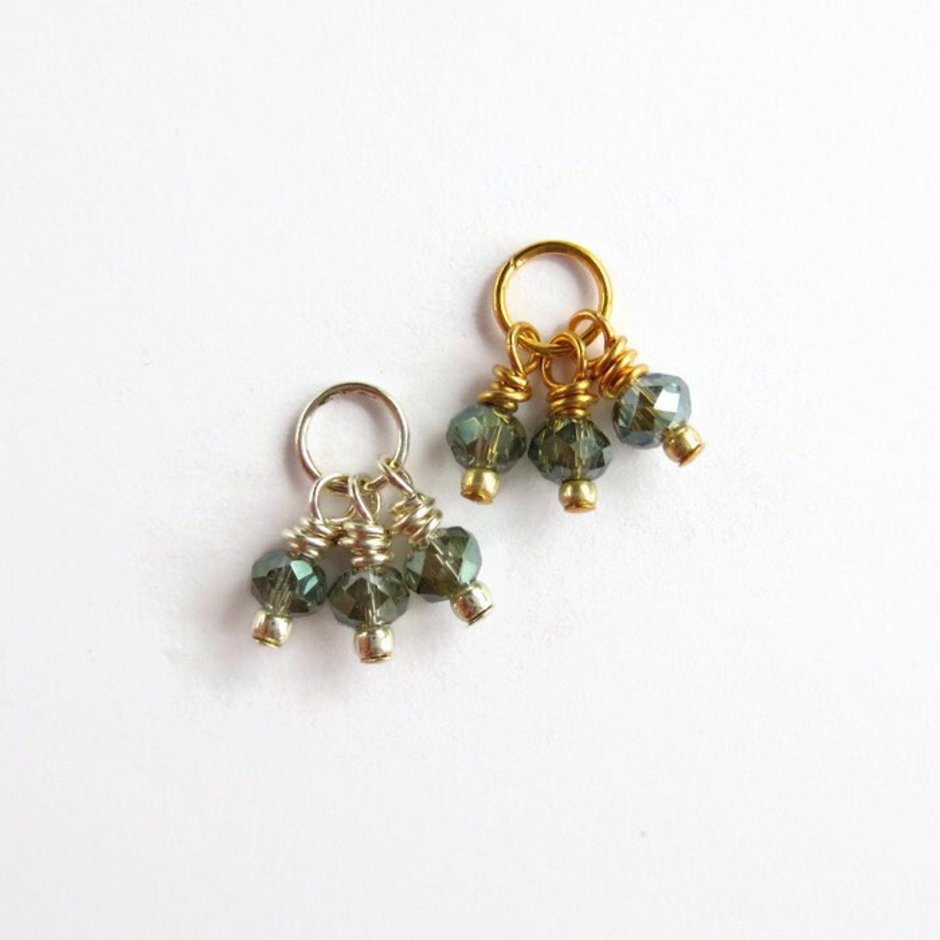 Green Czech Glass Triple Cluster Charm ~ Handmade by The Tiny Tree Frog Jewellery