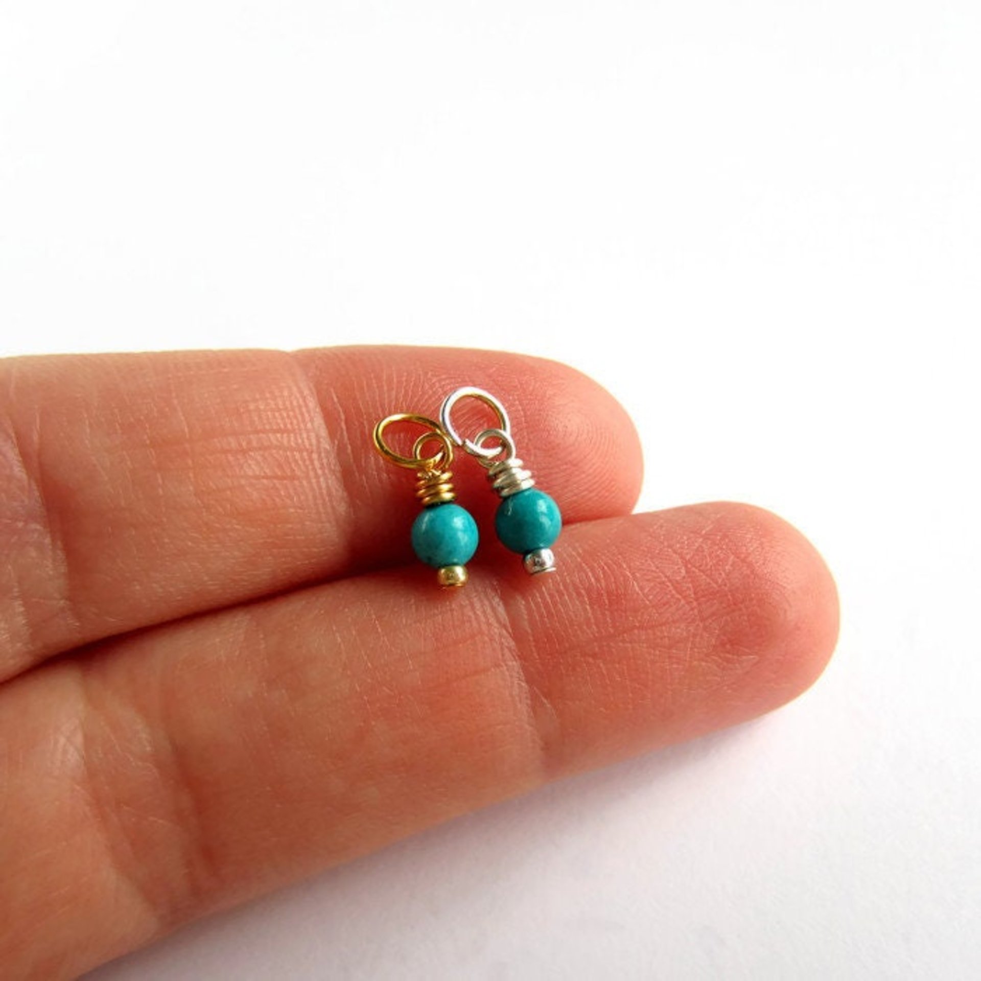 Tiny Turquoise Gemstone Charm ~ December Birthstone ~ Handmade by The Tiny Tree Frog Jewellery