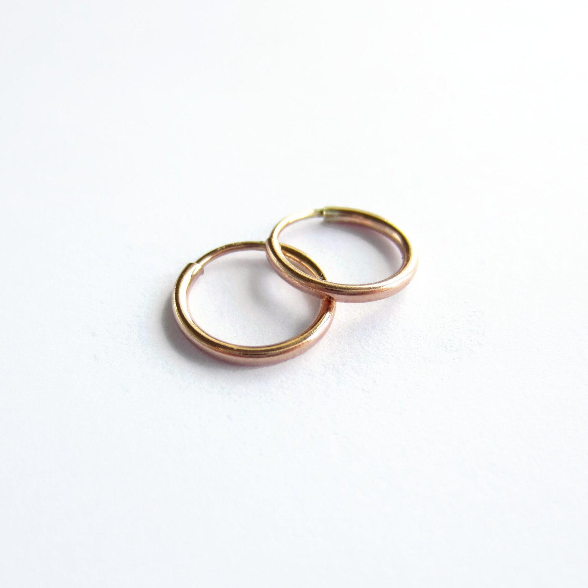 Single or Pair of 11mm 14K Rose Gold Filled Huggie Hoop Earrings ~ The Tiny Tree Frog Jewellery