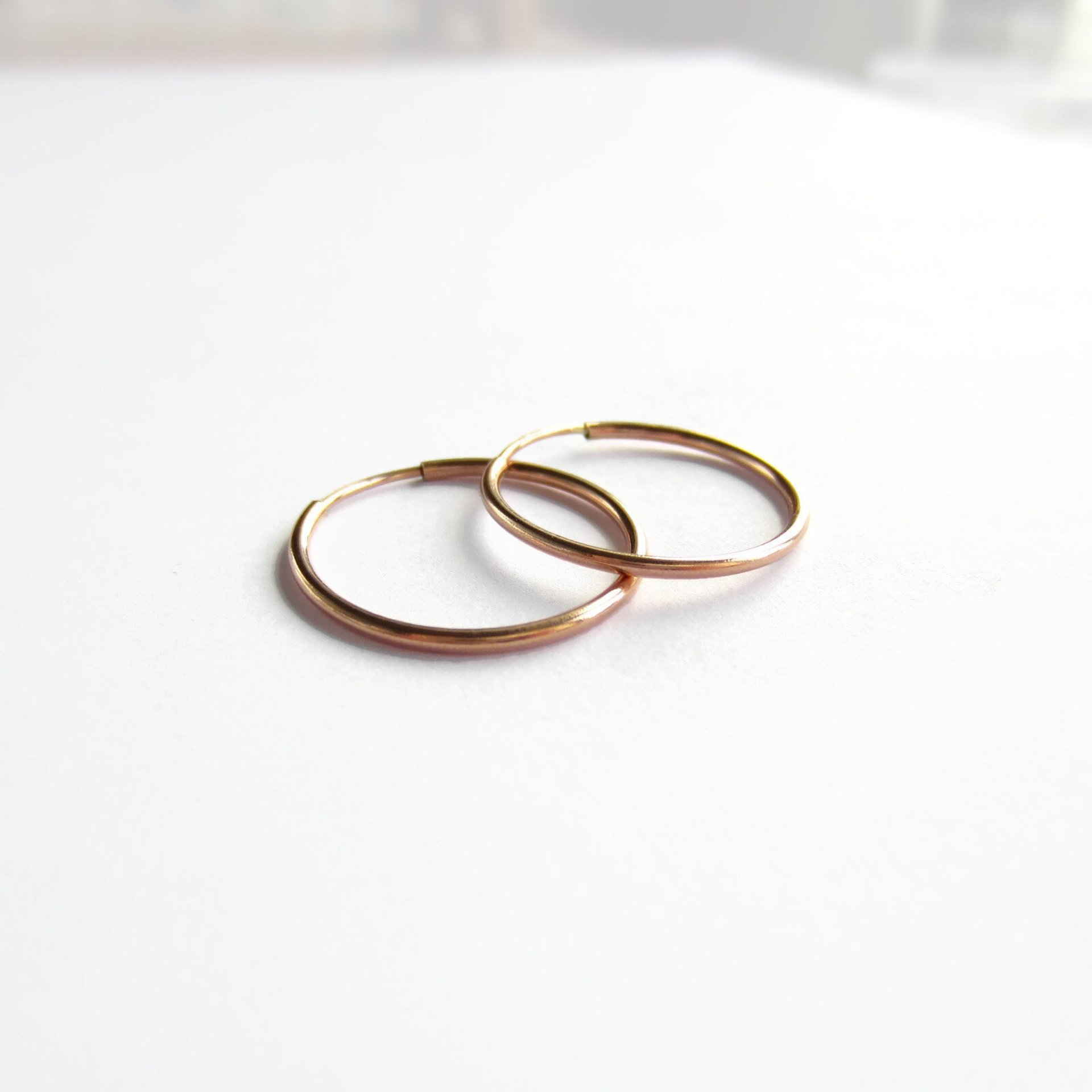 Single or Pair of Rose Gold Filled Hoop Earrings ~ 16mm
