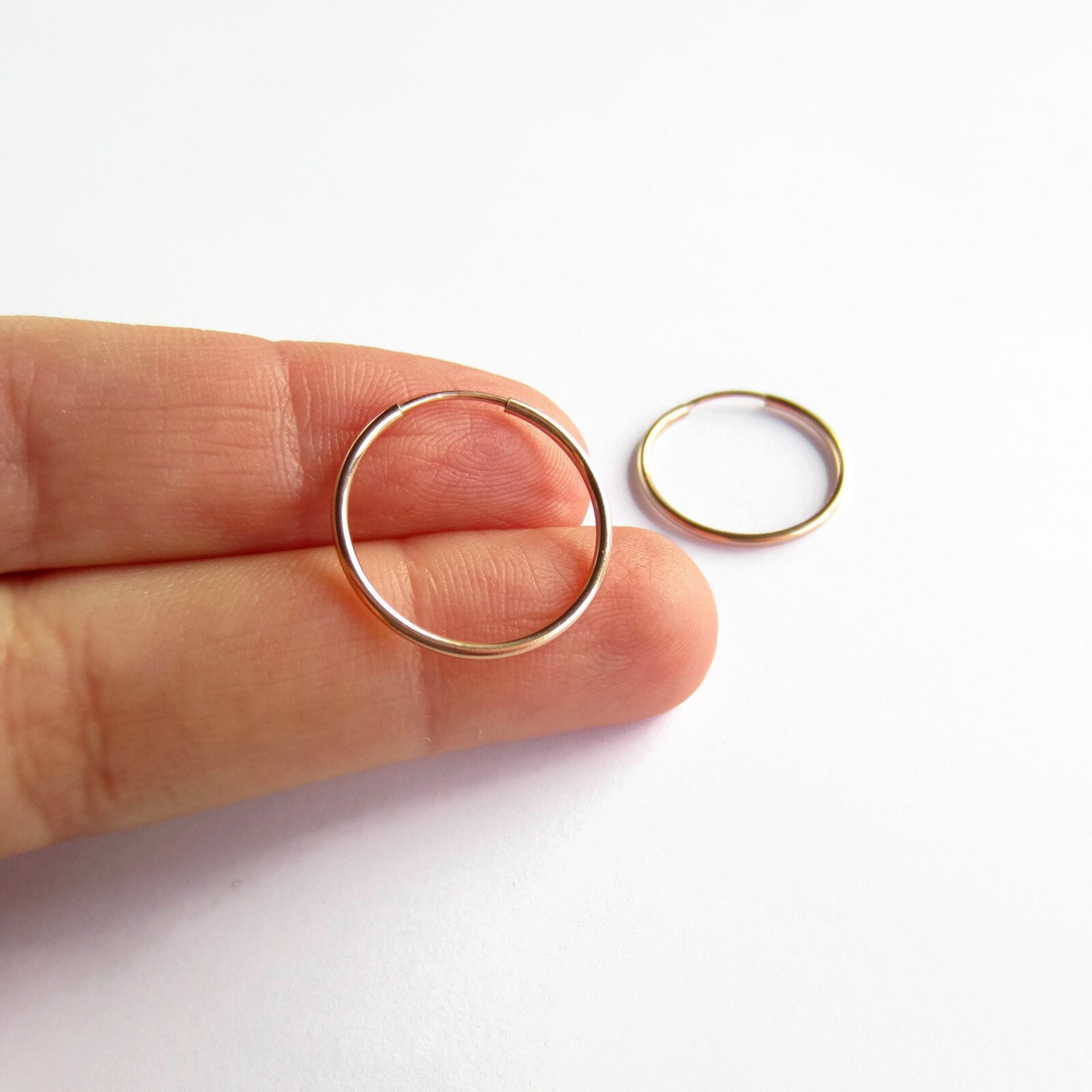 Single or Pair of Rose Gold Filled Hoop Earrings ~ 16mm