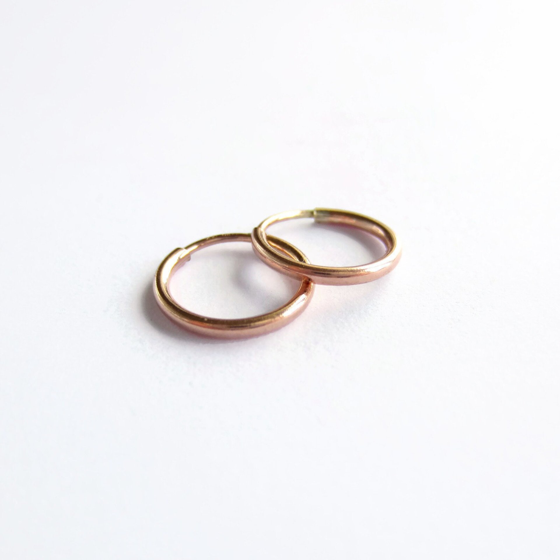 Single or Pair of 11mm 14K Rose Gold Filled Huggie Hoop Earrings ~ The Tiny Tree Frog Jewellery