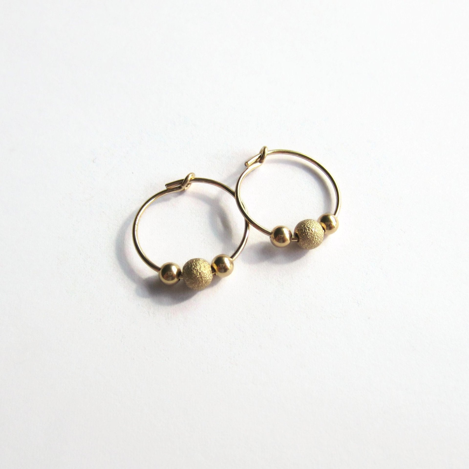 14 Carat Gold Filled Stardust Bead Hoop Earrings ~ Handmade by The Tiny Tree Frog Jewellery