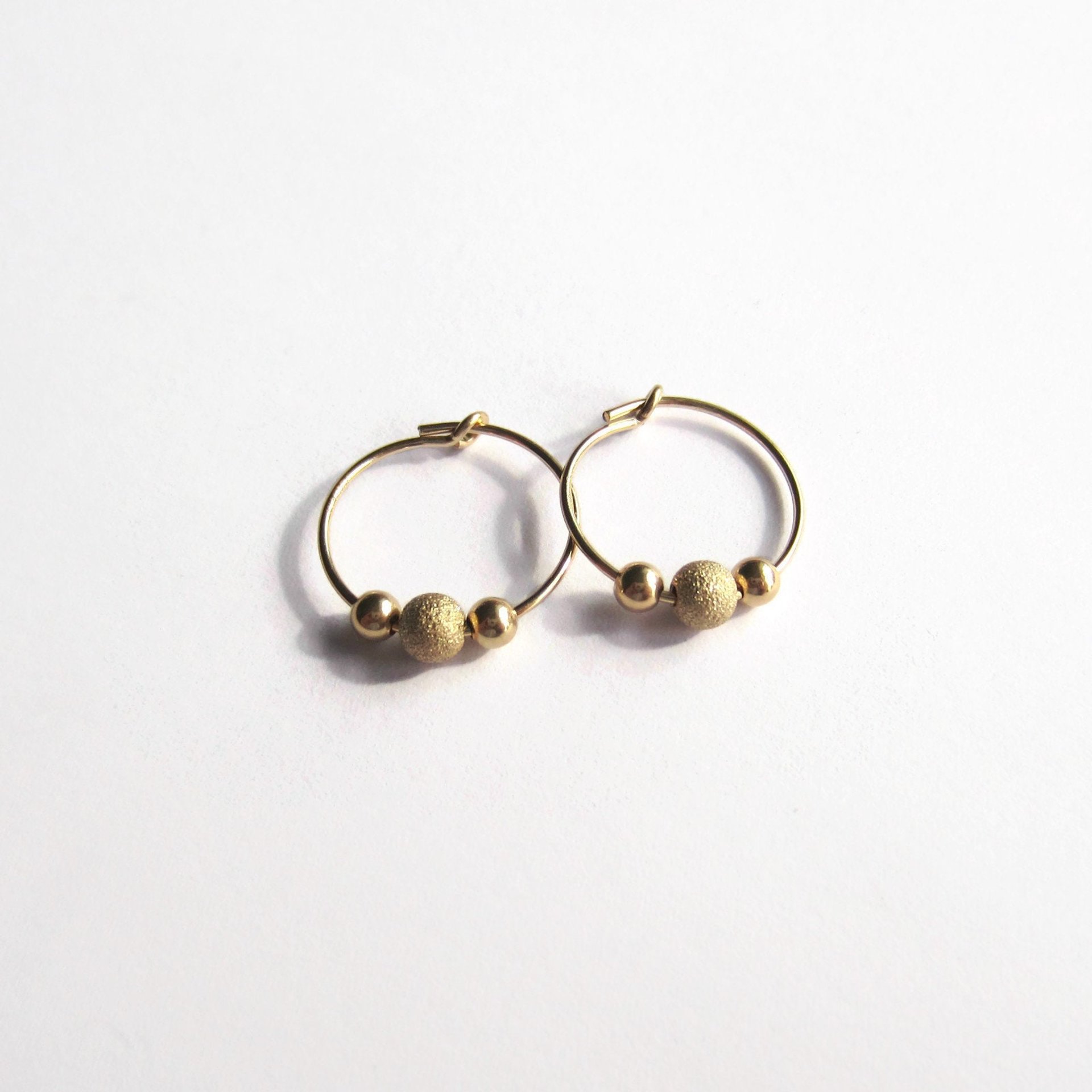 14 Carat Gold Filled Stardust Bead Hoop Earrings ~ Handmade by The Tiny Tree Frog Jewellery