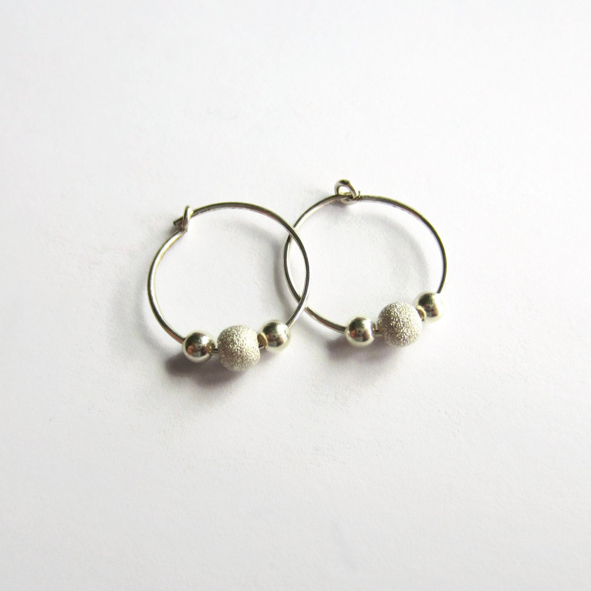 925 Sterling Silver Stardust Bead Hoop Earrings~ Handmade by The Tiny Tree Frog Jewellery
