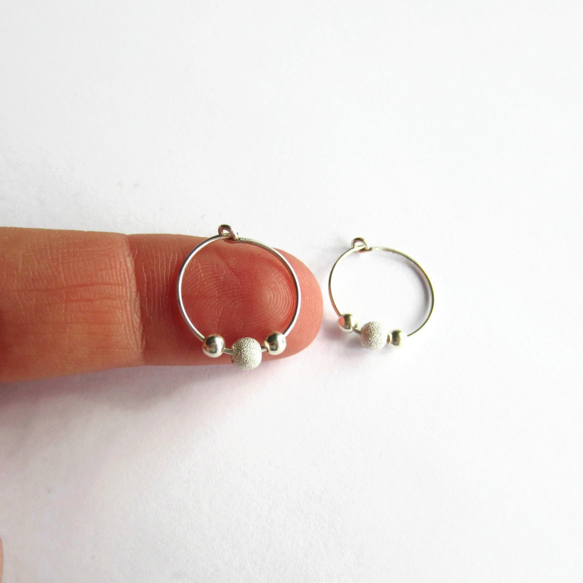 925 Sterling Silver Stardust Bead Hoop Earrings~ Handmade by The Tiny Tree Frog Jewellery