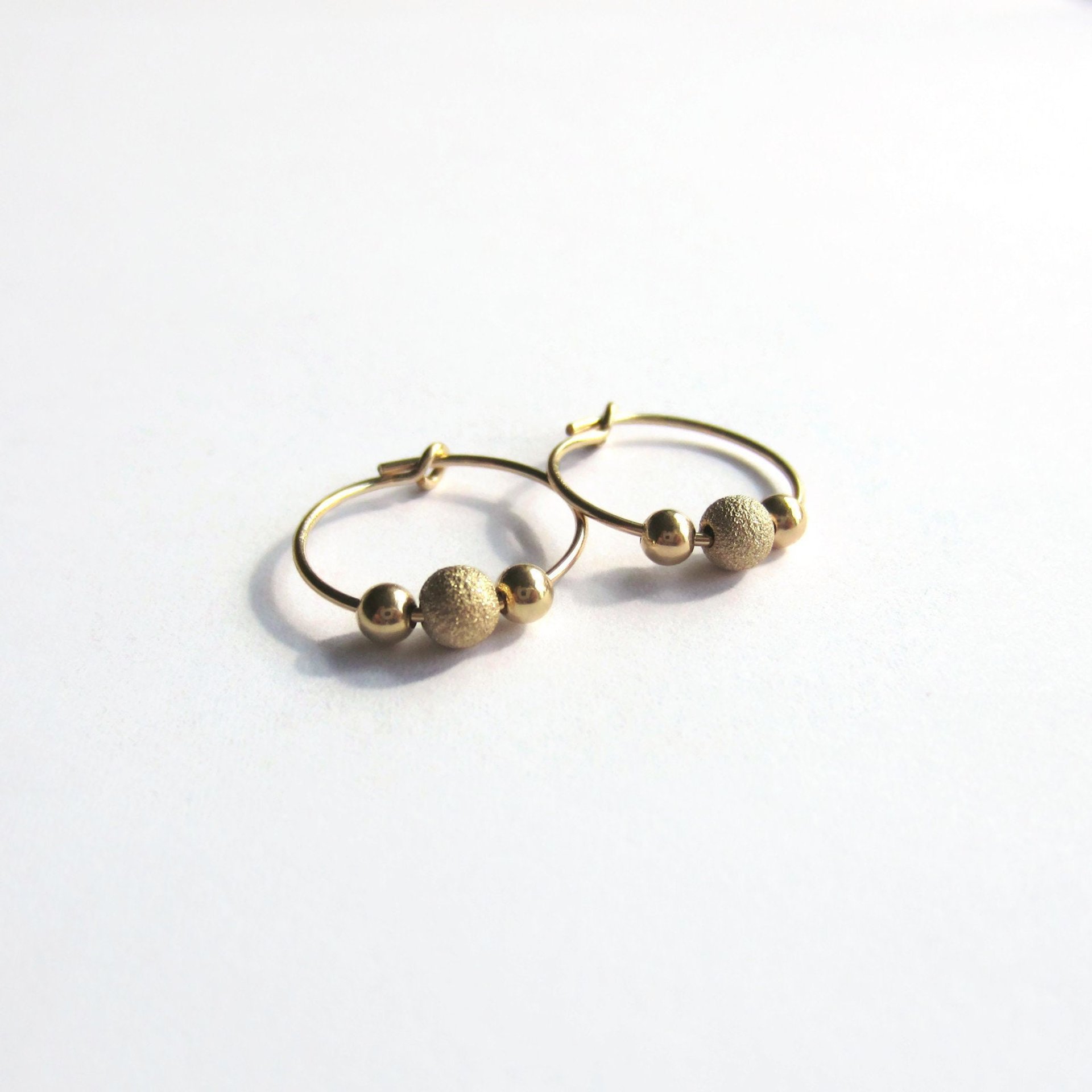 14 Carat Gold Filled Stardust Bead Hoop Earrings ~ Handmade by The Tiny Tree Frog Jewellery