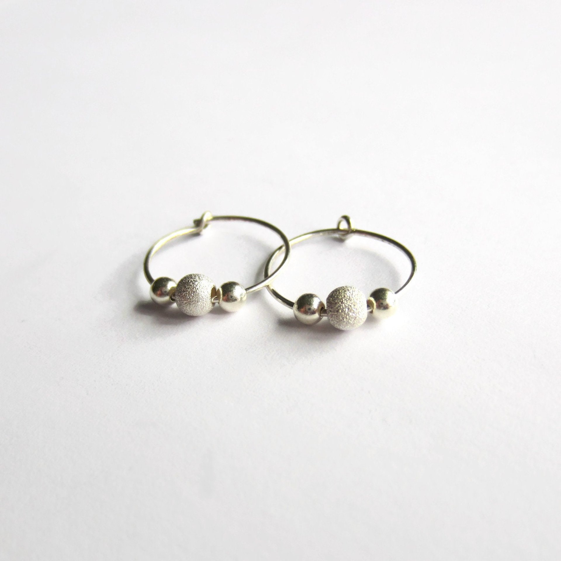 925 Sterling Silver Stardust Bead Hoop Earrings~ Handmade by The Tiny Tree Frog Jewellery