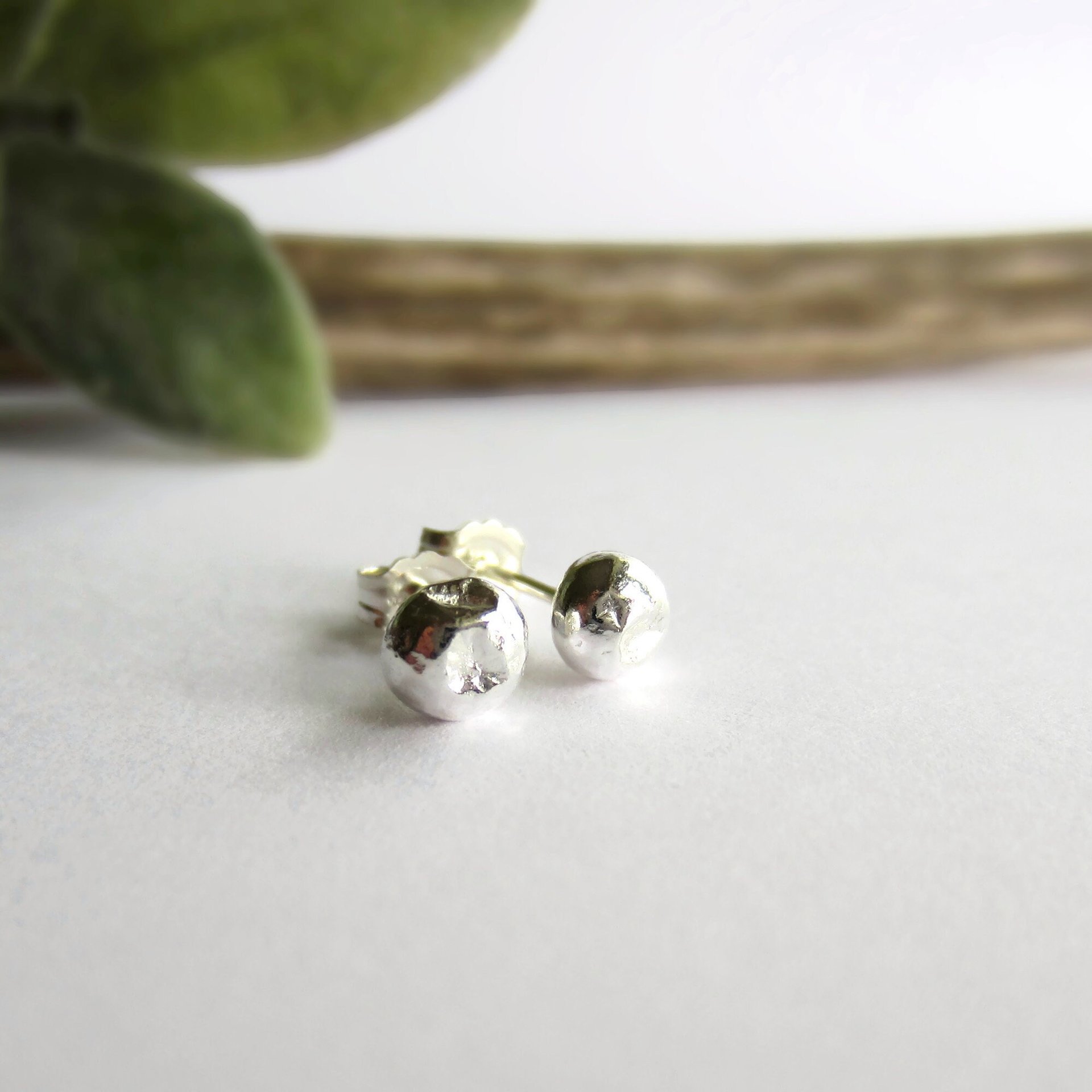 Recycled Sterling Silver Pebble or Ball Stud Earrings ~ Handmade by The Tiny Tree Frog Jewellery