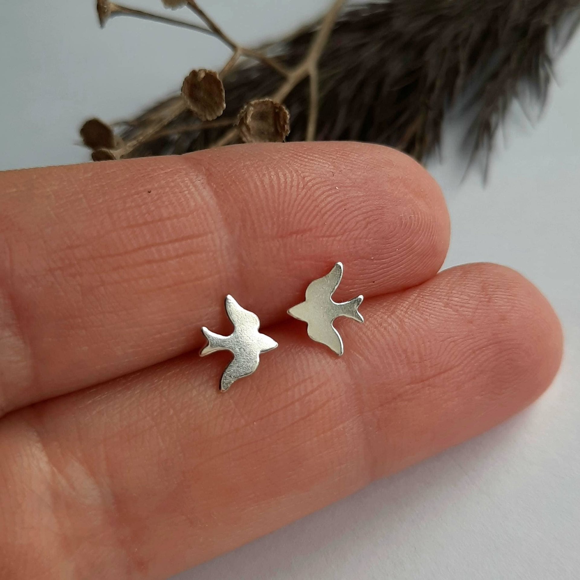925 Sterling Silver Bird Earrings ~ Handmade by The Tiny Tree Frog Jewellery