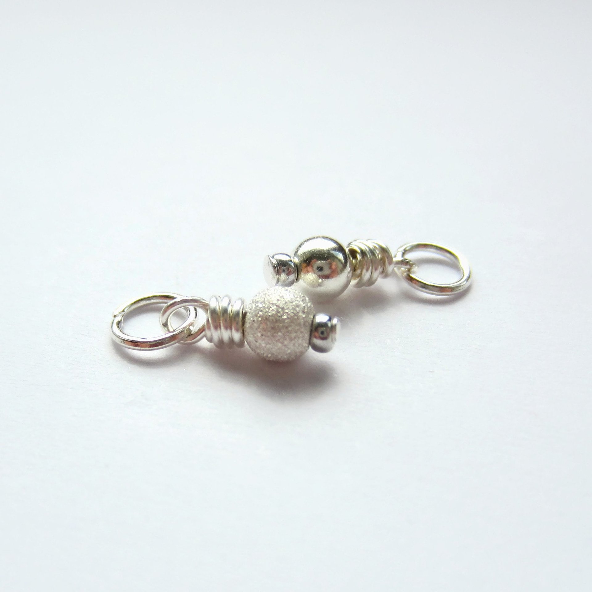 Sterling Silver Wire Wrapped Bead Charm ~ Shiny or Frosted Stardust Finish ~ Handmade by The Tiny Tree Frog Jewellery