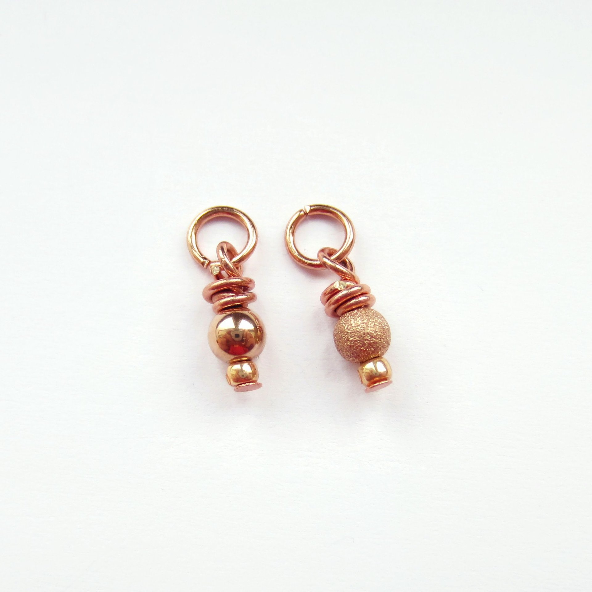 14K Rose Gold Filled Wire Wrapped Bead Charm ~ Shiny or Frosted Stardust Finish ~ Handmade by The Tiny Tree Frog Jewellery