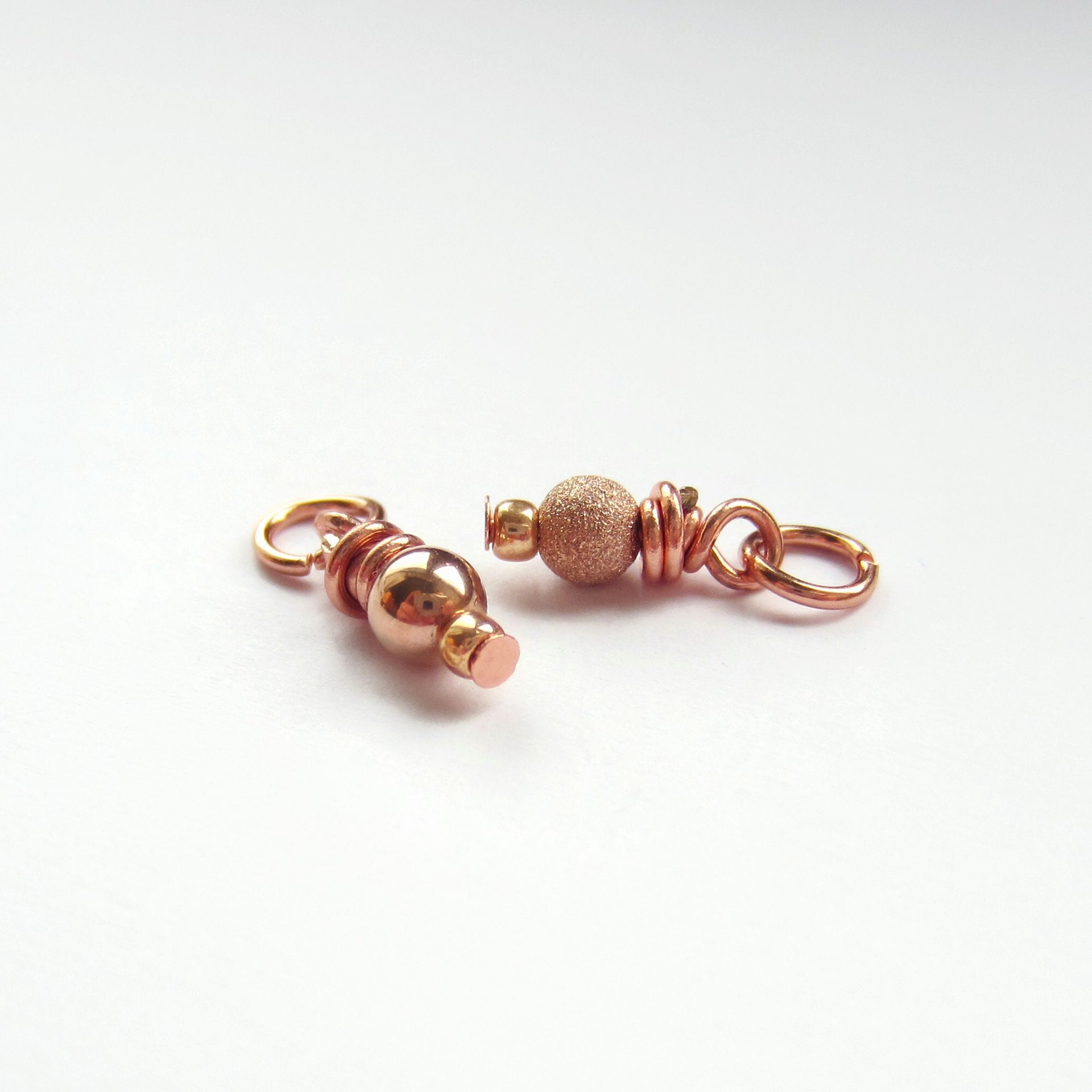 14K Rose Gold Filled Wire Wrapped Bead Charm ~ Shiny or Frosted Stardust Finish ~ Handmade by The Tiny Tree Frog Jewellery