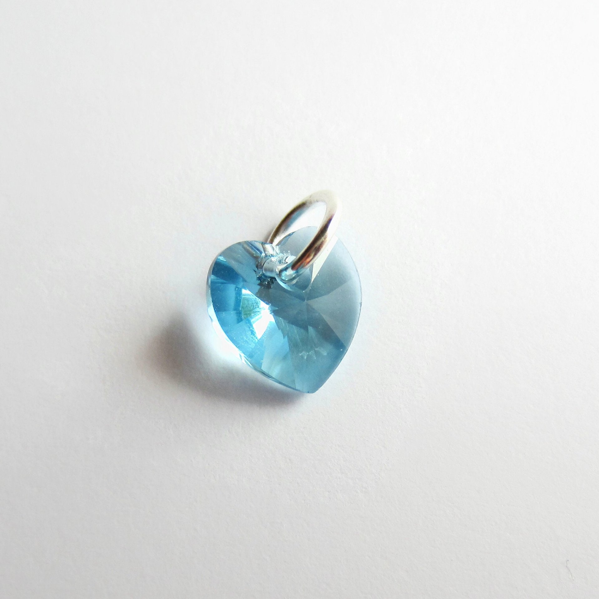 Small Pale Blue Crystal Heart Charm ~ Handmade by The Tiny Tree Frog Jewellery