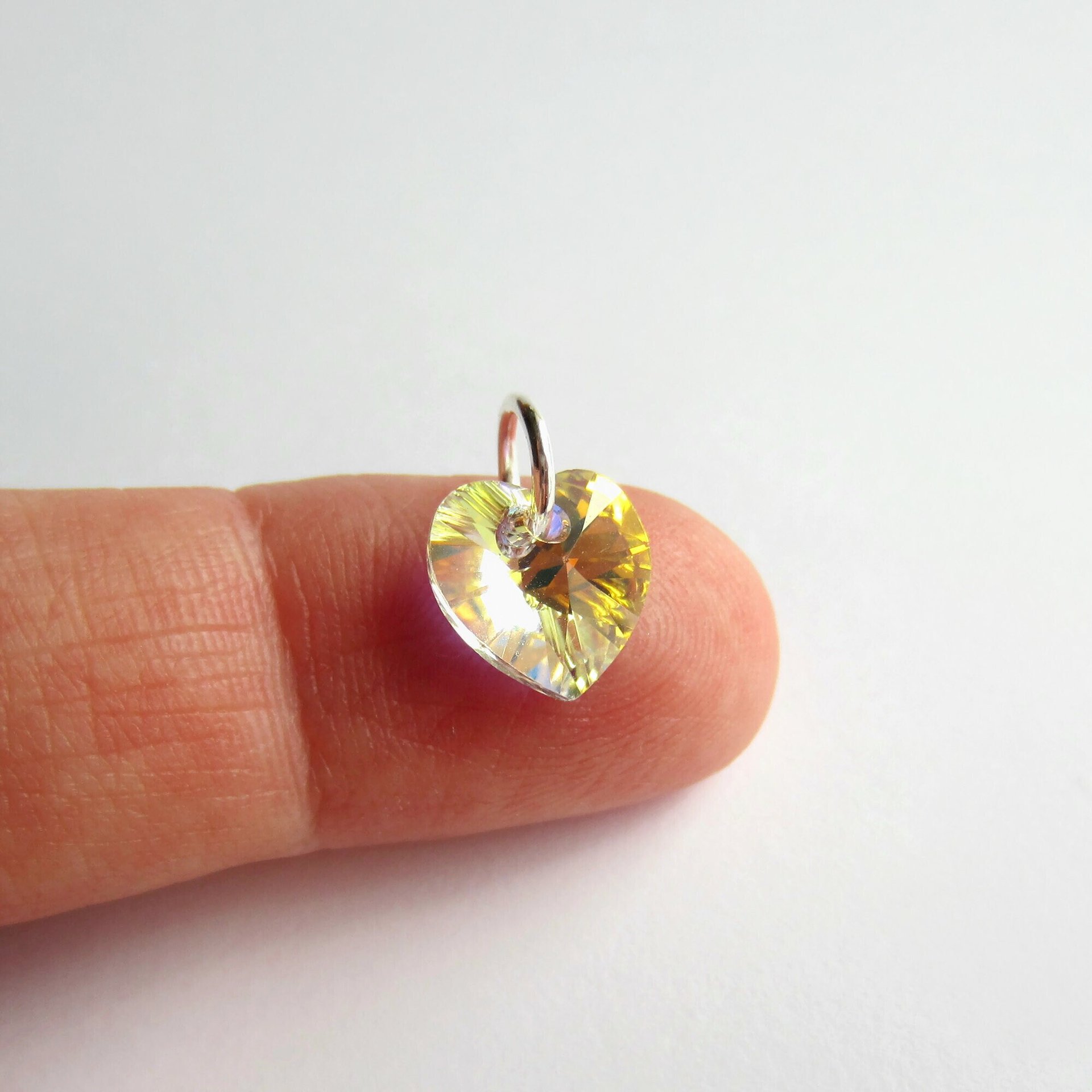 Small Clear AB Crystal Heart Charm ~ Handmade by The Tiny Tree Frog Jewellery